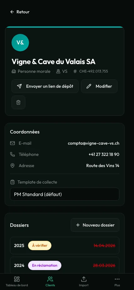 Portail client ark.flow Fiduciaire sur mobile