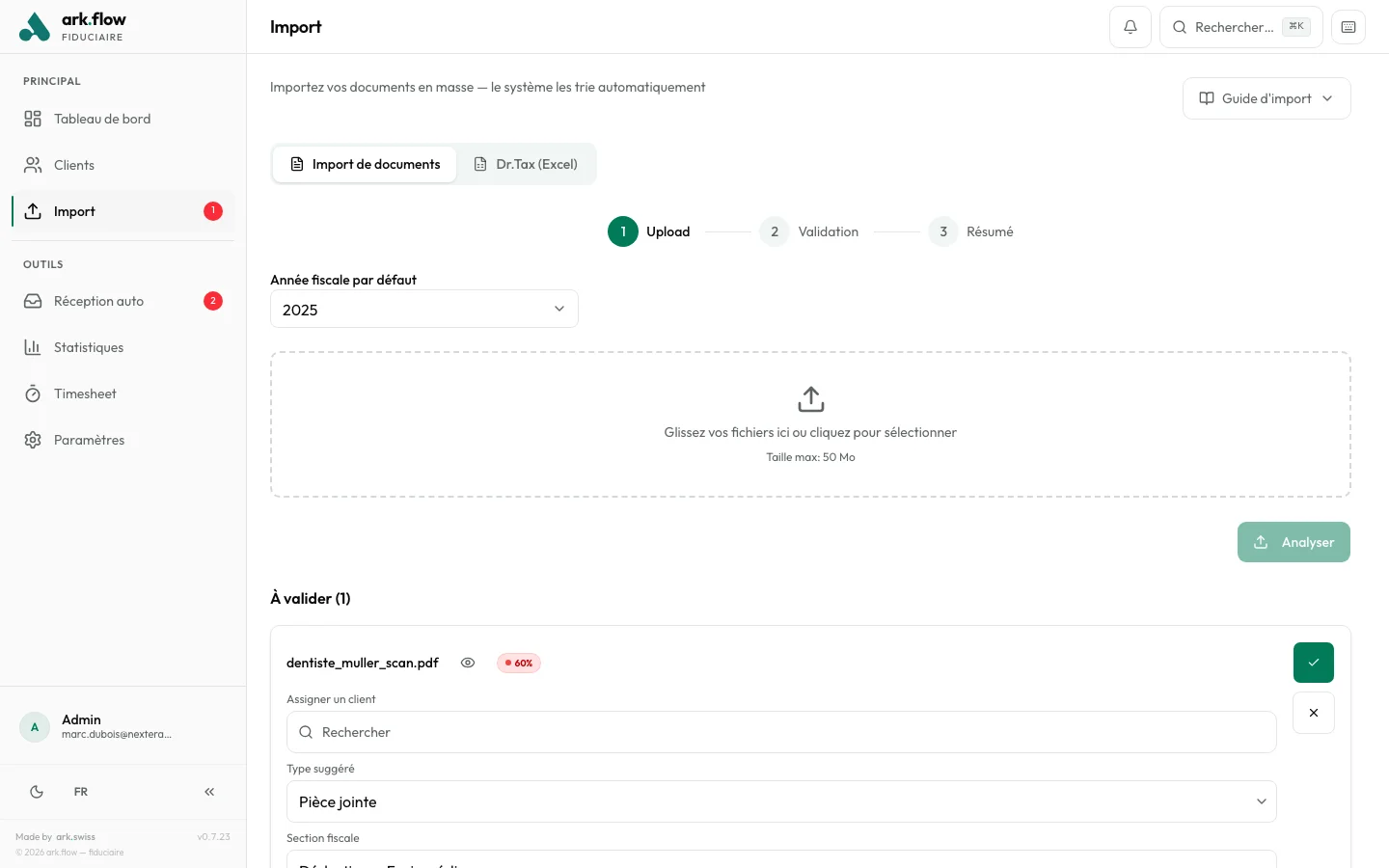 Interface d'import Dr.Tax