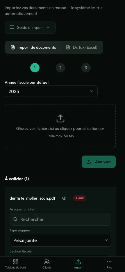 Interface d'import Dr.Tax